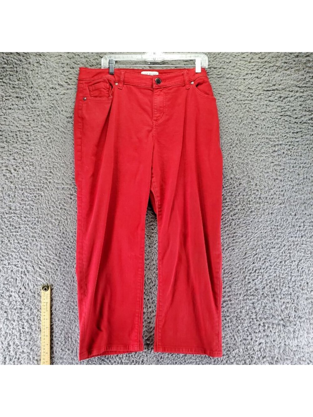 Lane Bryant Jeans Womens 14 Red Boyfriend Capri Flex Magic Waistband Denim